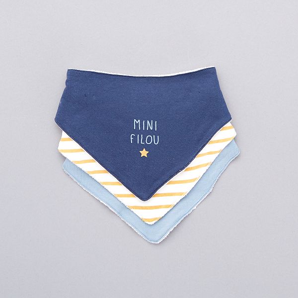 Lot De 3 Bavoirs Bandana Bebe Garcon Blanc Bleu Kiabi 5 00