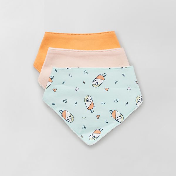 Lot De 3 Bavoirs Bandana Bebe Fille Bleu Rose Kiabi 2 50