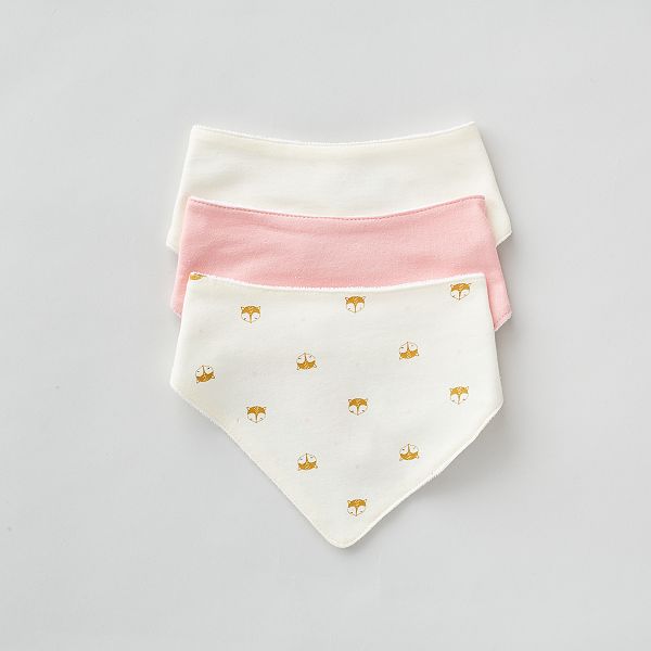 Lot De 3 Bavoirs Bandana Bebe Garcon Ecru Rose Kiabi 5 00