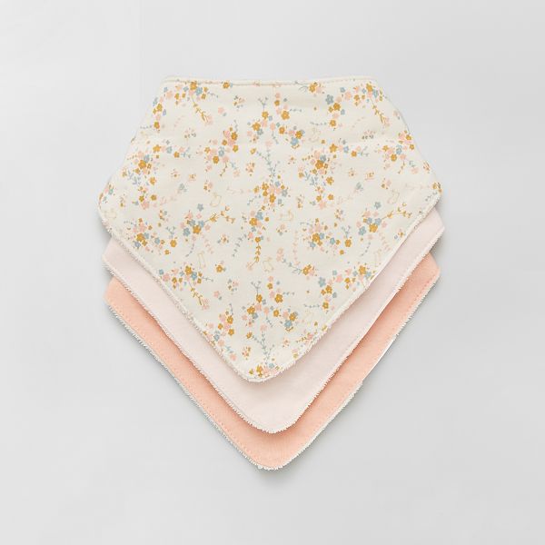 Lot De 3 Bavoirs Bandana Fleuri Bebe Fille Imprime Fleurs Kiabi 5 00