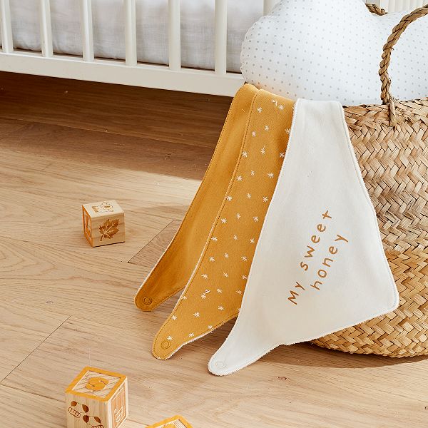 Lot De 3 Bavoirs Bandana Bebe Garcon Jaune Blanc Kiabi 5 00