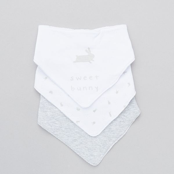 Lot De 3 Bavoirs Bandana Lapin Bebe Garcon Blanc Kiabi 5 00