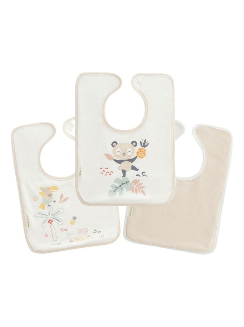 Lot de 3 bavoirs bébé Baby Panda Ecru - Kiabi
