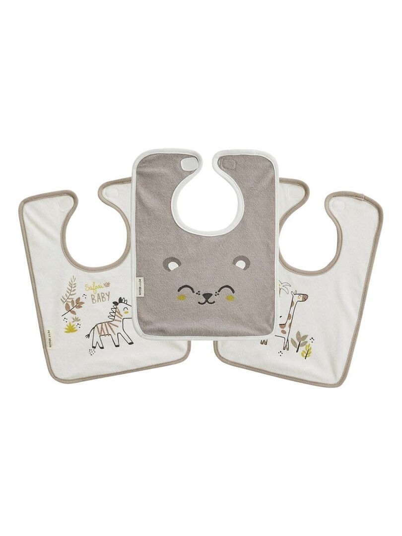 Lot de 3 bavoirs bébé Baby Safari Ecru - Kiabi