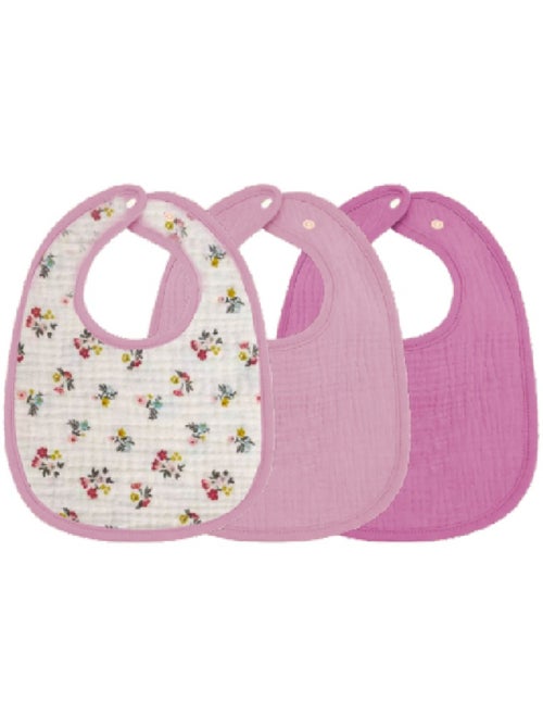 Lot de 3 bavoirs bébé en gaze de coton Fleur Les Chatounets - Kiabi