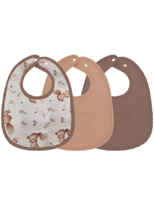Lot de 3 bavoirs bébé en gaze de coton Noix Les Chatounets - Kiabi