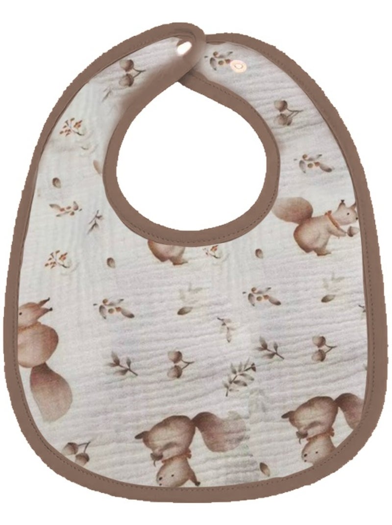Lot de 3 bavoirs bébé en gaze de coton Noix Les Chatounets Marron chocolat - Kiabi