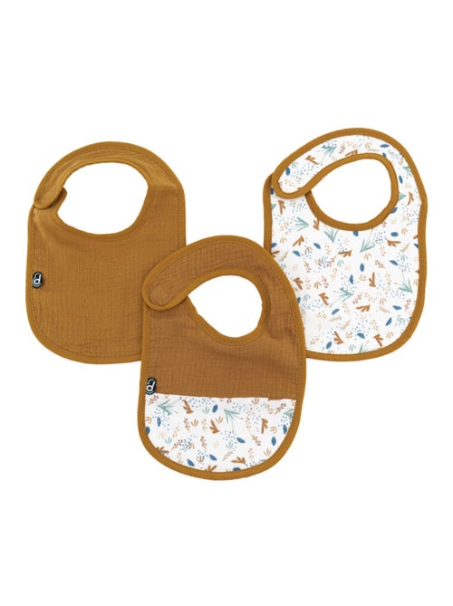 Lot de 3 bavoirs bébé en mousseline motif végétal - Kiabi