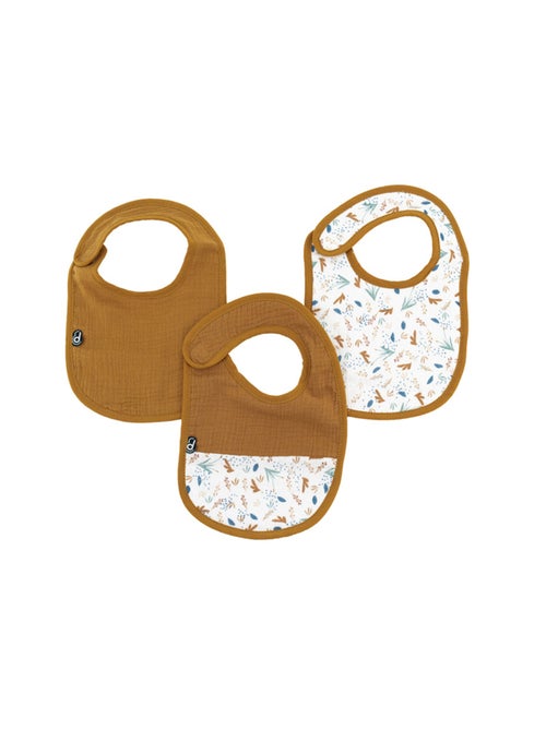 Lot de 3 bavoirs bébé en mousseline motif végétal - Kiabi