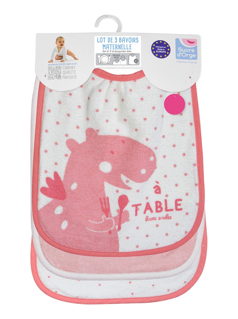 LOT DE 3 BAVOIRS ELASTIQUE JOVANA EPONGE Rose - Kiabi