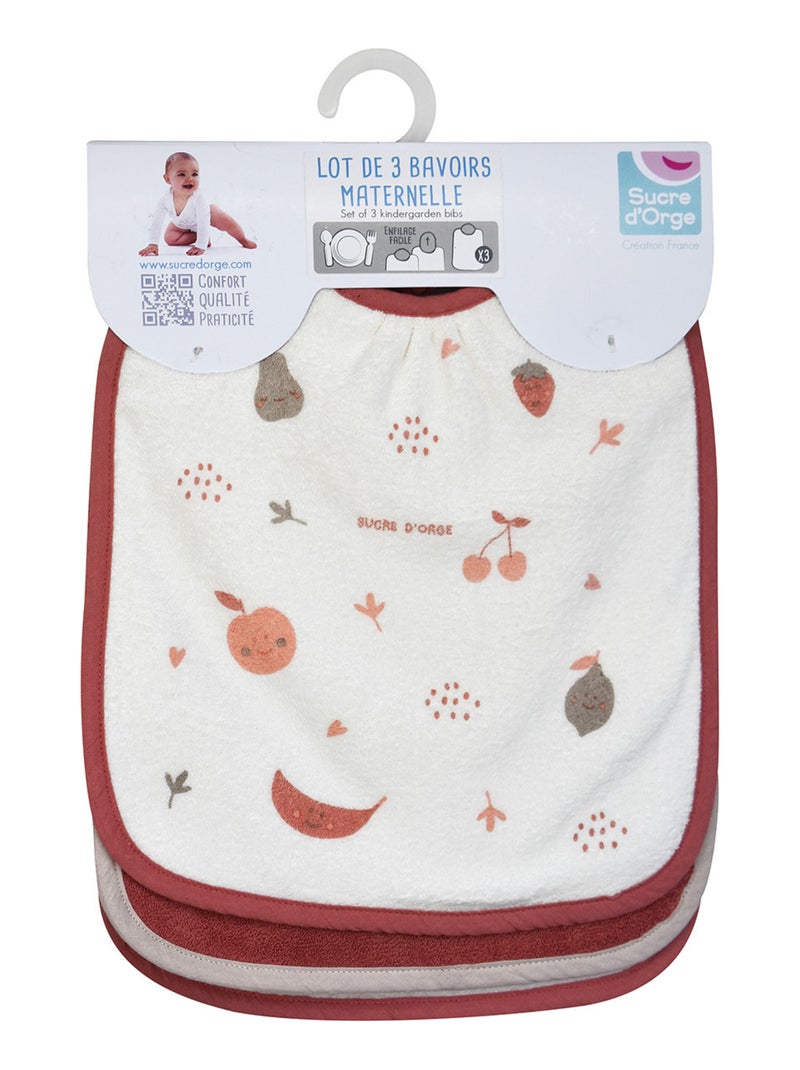 LOT DE 3 BAVOIRS ELASTIQUE OLYMPE EPONGE Rose - Kiabi