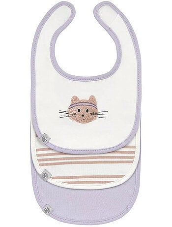 Lot de 3 bavoirs en coton 0-6 mois Tiny Team Cat