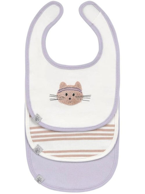 Lot de 3 bavoirs en coton 0-6 mois Tiny Team Cat - Kiabi