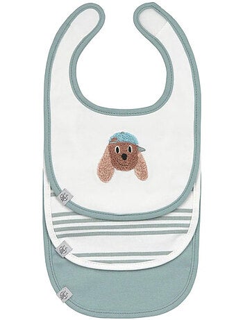 Lot de 3 bavoirs en coton 0-6 mois Tiny Team Dog