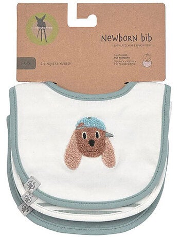 Lot de 3 bavoirs en coton 0-6 mois Tiny Team Dog