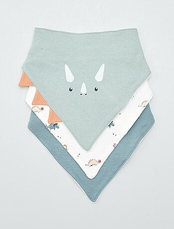 Lot de 3 bavoirs en coton forme triangle