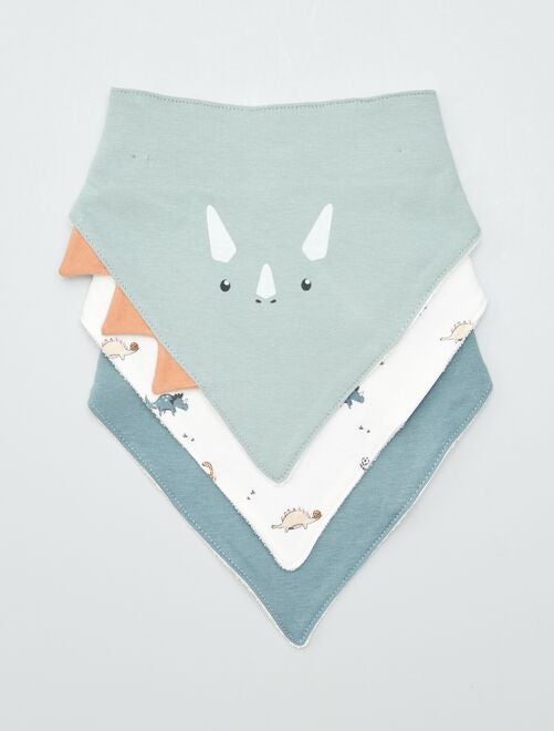 Lot de 3 bavoirs en coton forme triangle - Kiabi