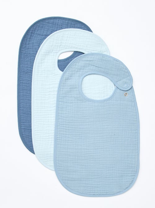 Lot de 3 bavoirs en gaze de coton doublure en éponge - Kiabi Lot de 3 bavoirs en gaze de coton doublure en éponge - Kiabi