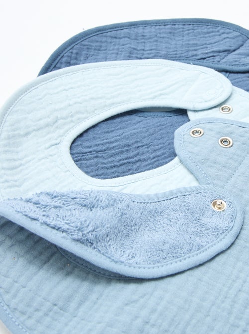 Lot de 3 bavoirs en gaze de coton doublure en éponge - Kiabi Lot de 3 bavoirs en gaze de coton doublure en éponge - Kiabi