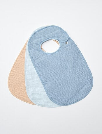 Lot de 3 bavoirs en gaze de coton doublure en éponge