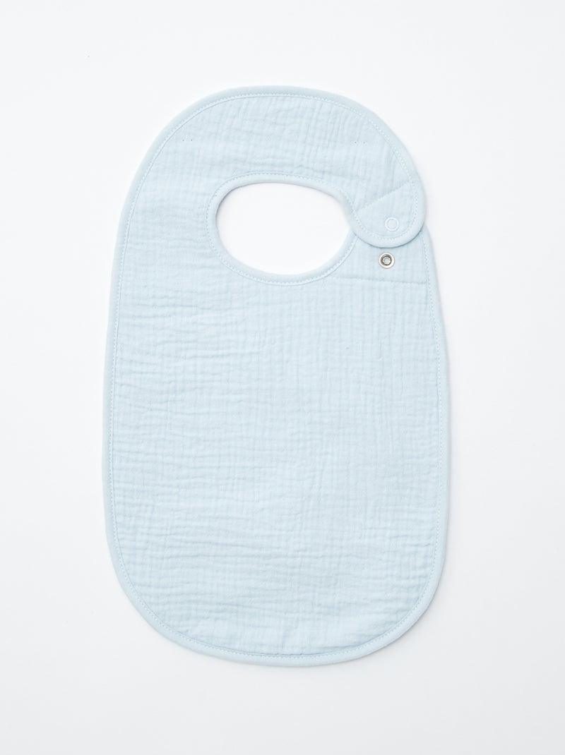 Lot de 3 bavoirs en gaze de coton doublure en éponge BLEU - Kiabi