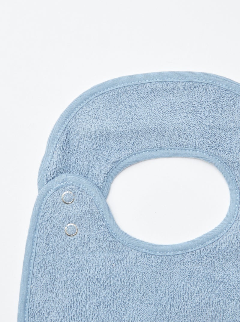 Lot de 3 bavoirs en gaze de coton doublure en éponge BLEU - Kiabi