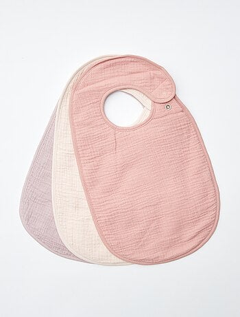 Lot de 3 bavoirs en gaze de coton doublure en éponge