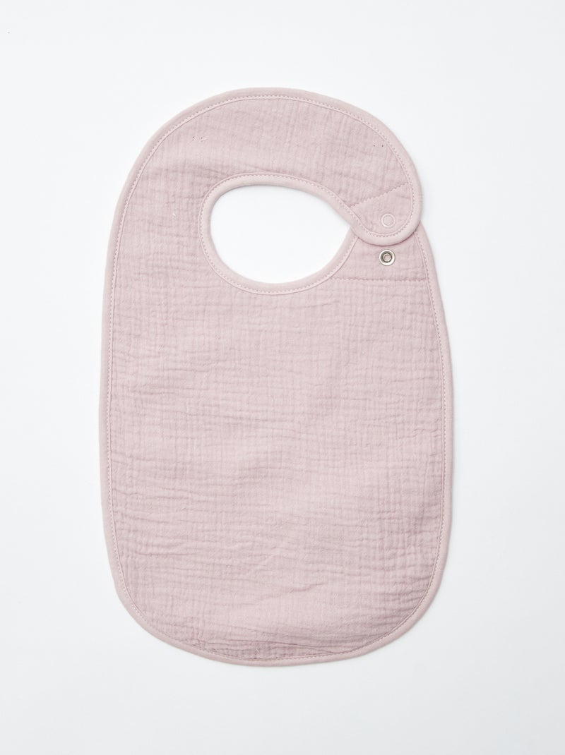 Lot de 3 bavoirs en gaze de coton doublure en éponge ROSE - Kiabi