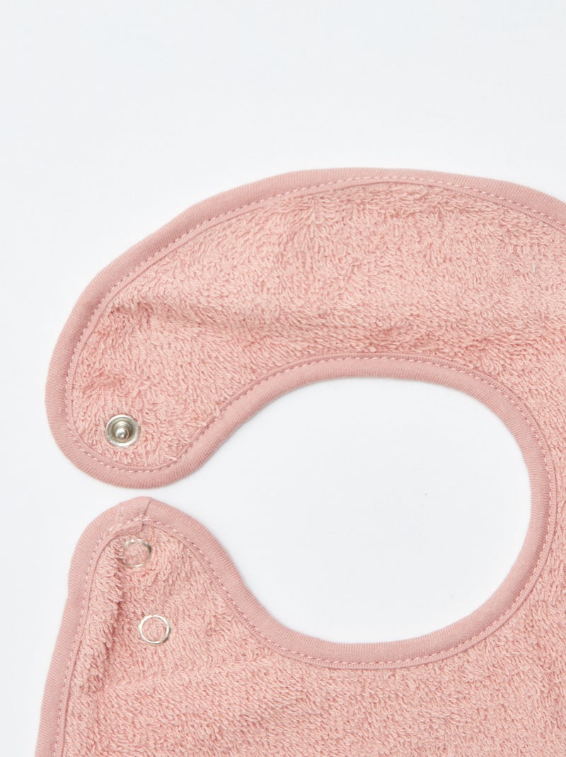 Lot de 3 bavoirs en gaze de coton doublure en éponge ROSE - Kiabi