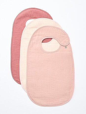 Lot de 3 bavoirs en gaze de coton doublure en éponge