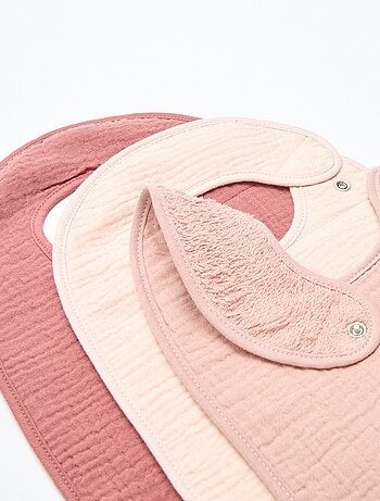 Lot de 3 bavoirs en gaze de coton doublure en éponge