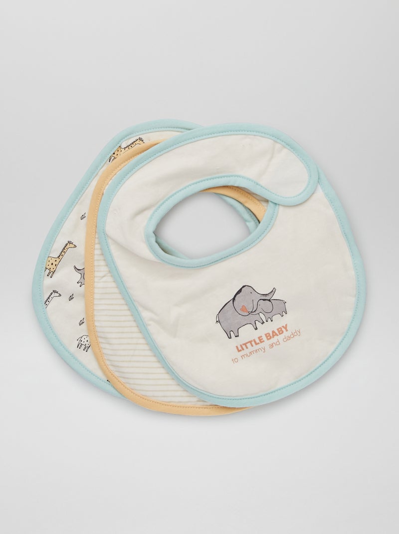 Lot de 3 bavoirs éponge forme ronde Blanc - Kiabi