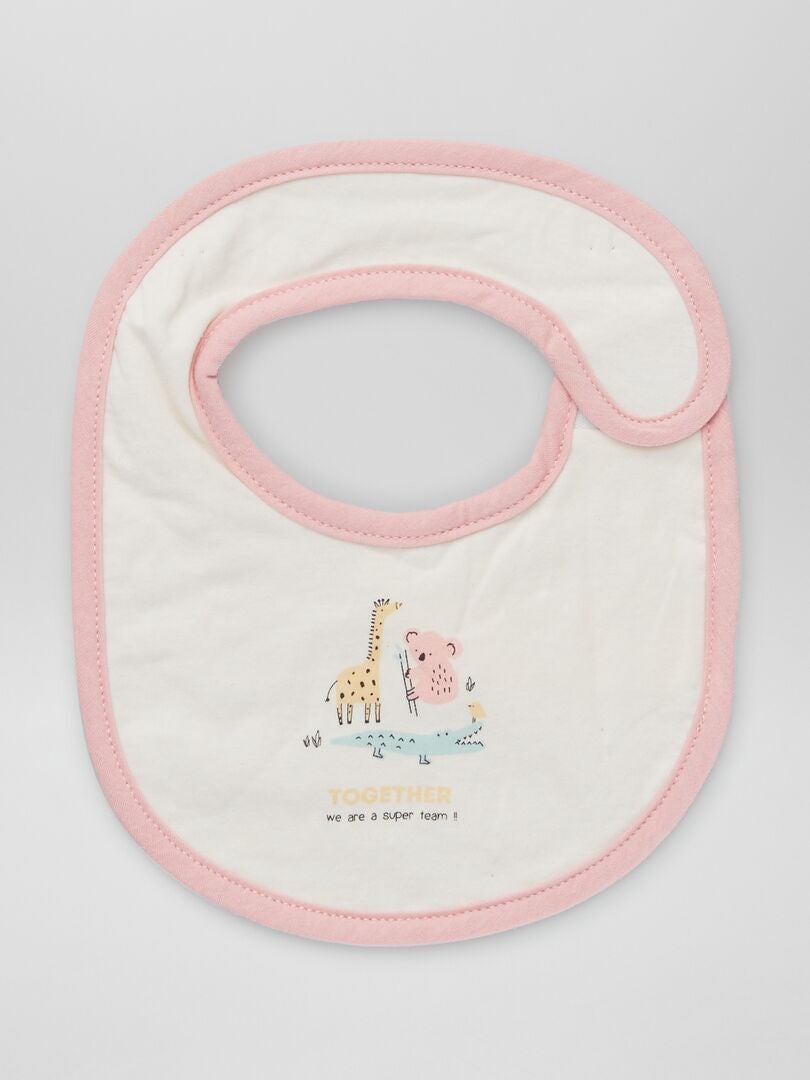 Lot de 3 bavoirs éponge forme ronde ROSE - Kiabi