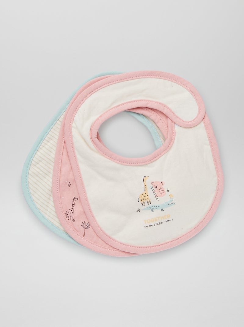 Lot de 3 bavoirs éponge forme ronde ROSE - Kiabi