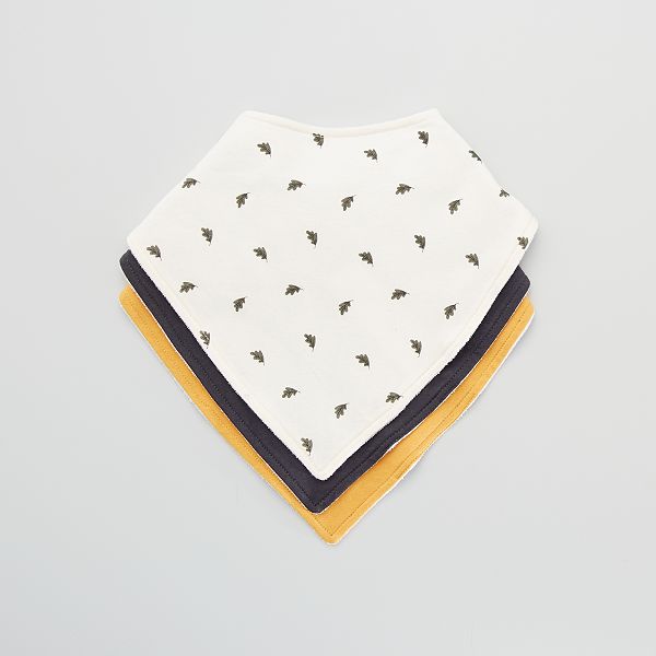 Lot De 3 Bavoirs Foulard Imprimes Bebe Garcon Ecru Jaune Gris Fonce Kiabi 7 00