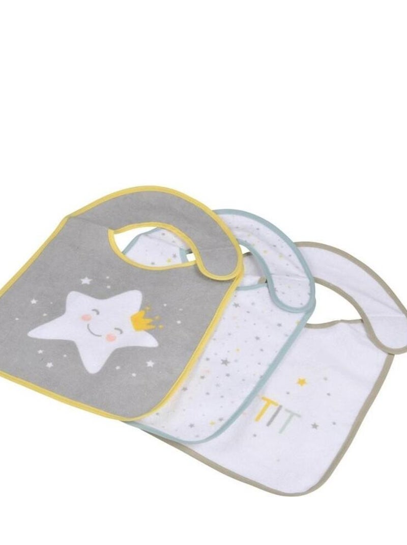 Lot de 3 bavoirs imperméables avec scratch Blanc - Kiabi