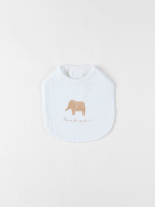 Lot de 3 bavoirs imprimé éléphant en mousseline, Noukie's - Kiabi