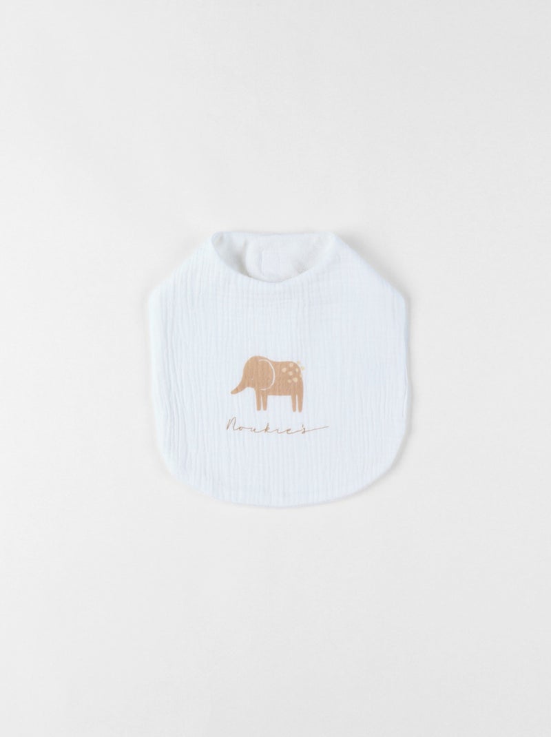 Lot de 3 bavoirs imprimé éléphant en mousseline, Noukie's Multicolore - Kiabi