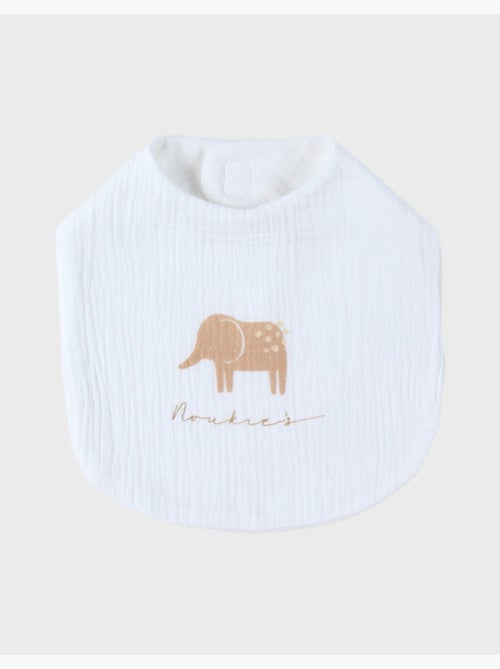 Lot de 3 bavoirs imprimé éléphant en mousseline, Noukie's - Kiabi