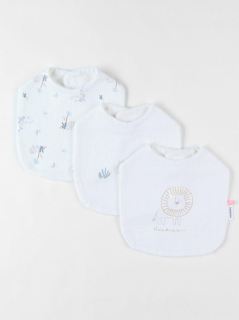 Lot de 3 bavoirs imprimé savane en jersey gaufré, Noukie's Beige - Kiabi
