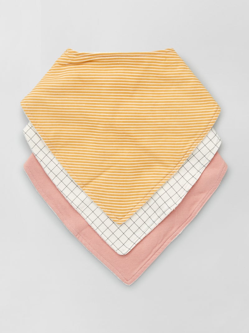 Lot de 3 bavoirs Jaune/rose/blanc - Kiabi