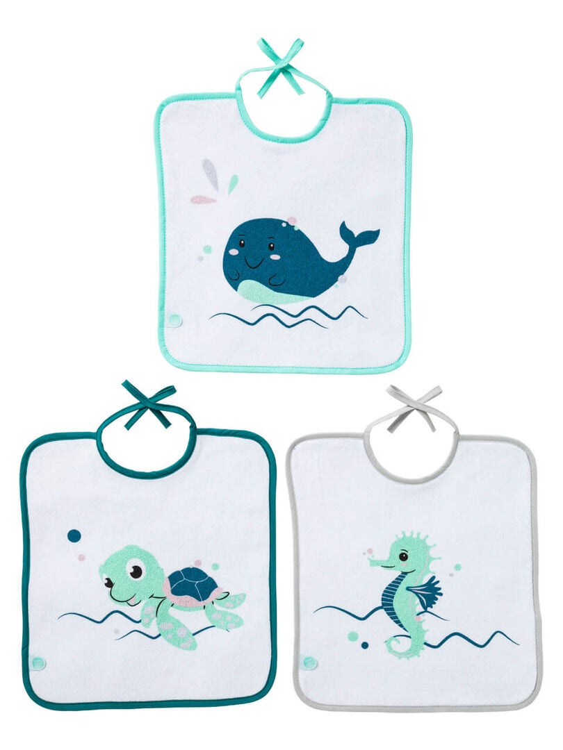 Set De 3 Bavoirs à Manches Longues Pour Bébé 0-3 Ans | Imperméable, Poche Récupératrice, Motifs Doux Pastel - 7