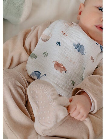 Lot de 3 bavoirs, mousseline de coton bio et éponge Noukie's