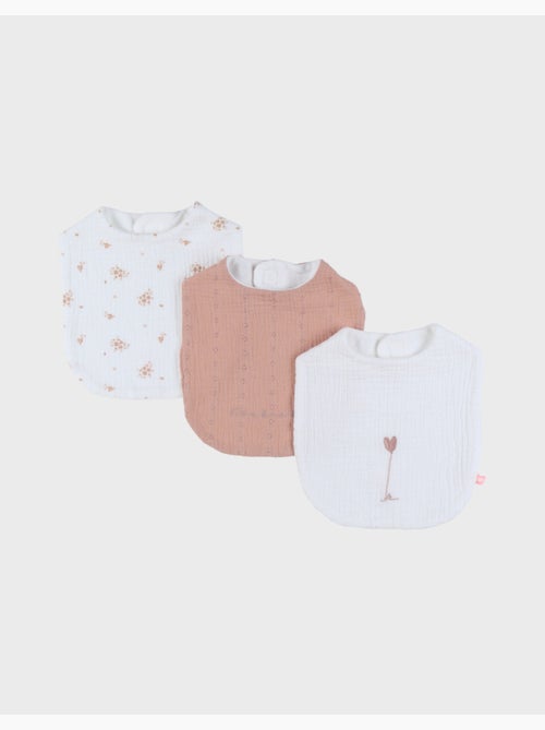 Lot de 3 bavoirs, mousseline de coton bio et éponge Noukie's - Kiabi