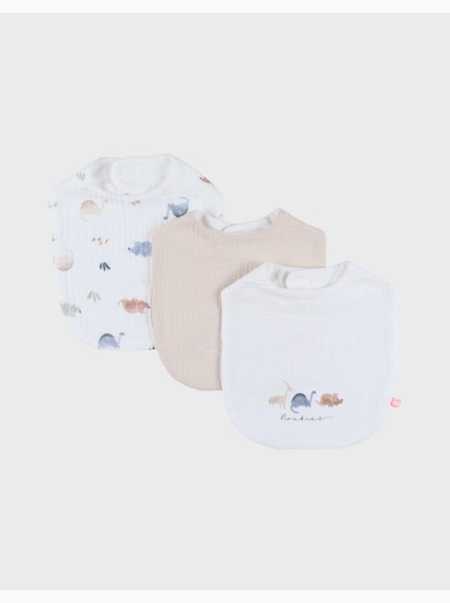 Lot de 3 bavoirs, mousseline de coton bio et éponge Noukie's - Kiabi
