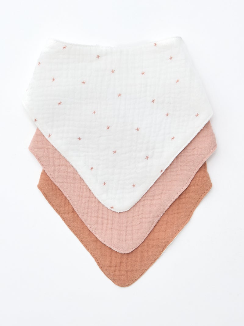 Lot de 3 bavoirs naissance en coton Rose - Kiabi