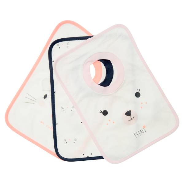 Lot De 3 Bavoirs Passe Tete Bebe Garcon Rose Kiabi 7 00