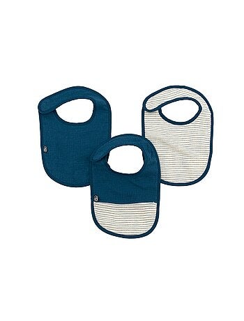 Lot de 3 bavoirs bébé en mousseline motif végétal