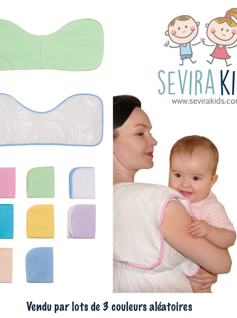 Lot de 3 bavoirs protection d'épaules en coton, doublure toile cirée Multicolore - Kiabi