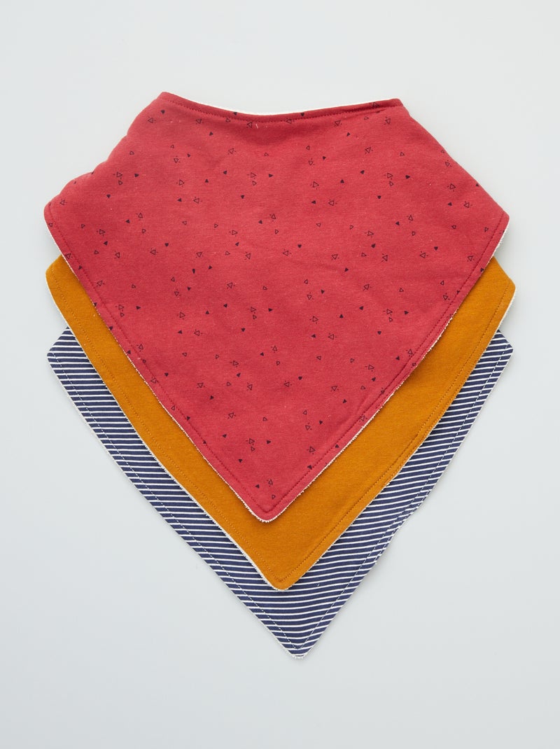 Lot de 3 bavoirs Rouge/jaune/bleu - Kiabi